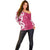 Breast Cancer Awareness Maori Off Shoulder Sweater Koru Kowhaiwhai - Polynesian Pride