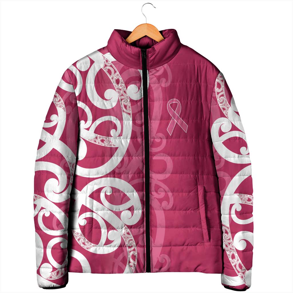 Breast Cancer Awareness Maori Padded Jacket Koru Kowhaiwhai - Polynesian Pride
