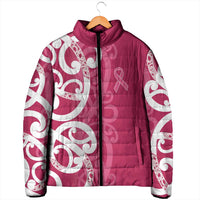 Breast Cancer Awareness Maori Padded Jacket Koru Kowhaiwhai - Polynesian Pride