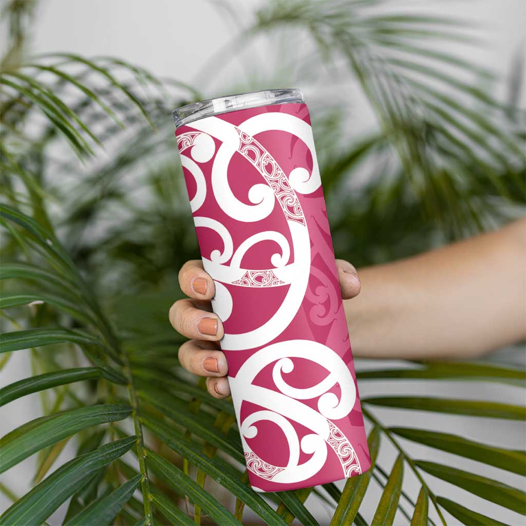 Breast Cancer Awareness Maori Skinny Tumbler Koru Kowhaiwhai - Polynesian Pride