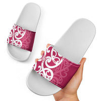 Breast Cancer Awareness Maori Slide Sandals Koru Kowhaiwhai - Polynesian Pride
