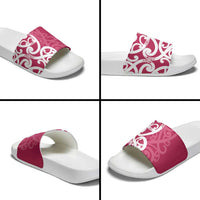 Breast Cancer Awareness Maori Slide Sandals Koru Kowhaiwhai - Polynesian Pride