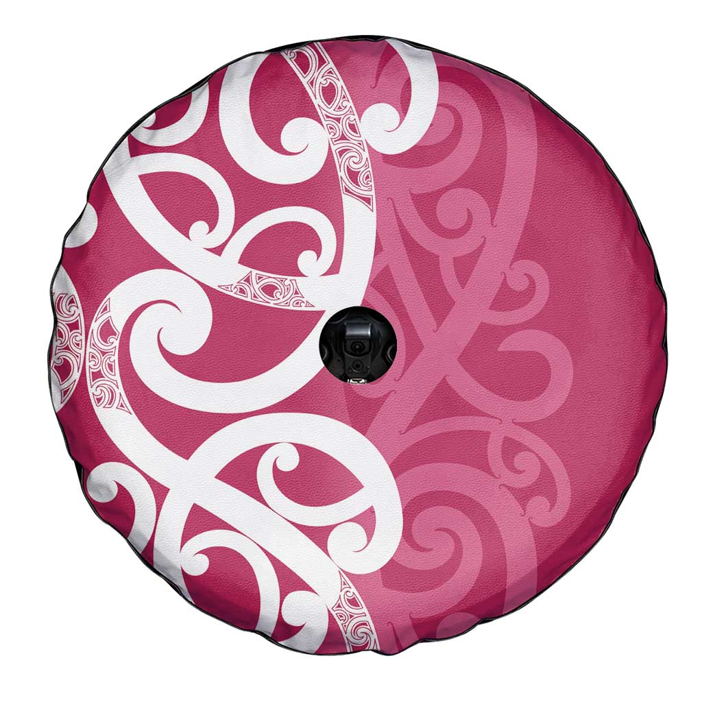 Breast Cancer Awareness Maori Spare Tire Cover Koru Kowhaiwhai - Polynesian Pride