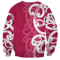 Breast Cancer Awareness Maori Sweatshirt Koru Kowhaiwhai - Polynesian Pride