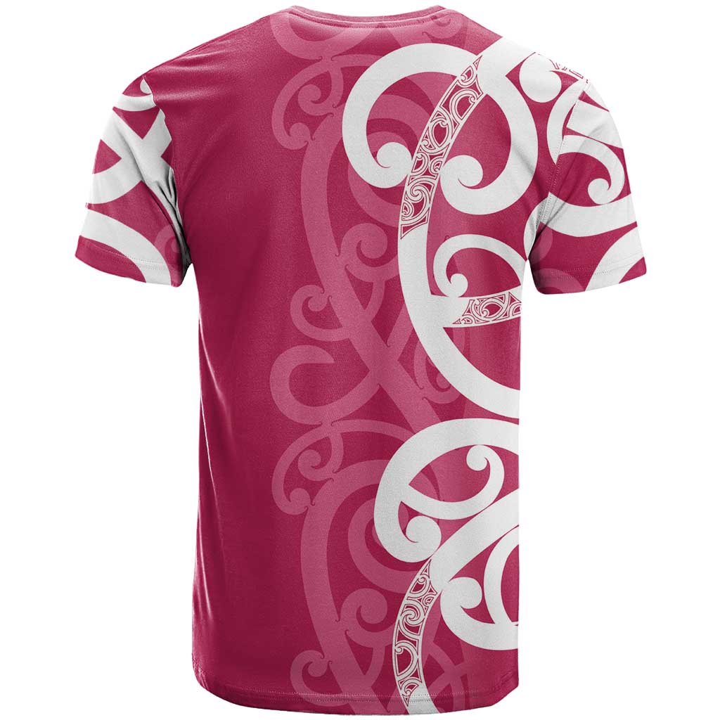 Breast Cancer Awareness Maori T Shirt Koru Kowhaiwhai - Polynesian Pride