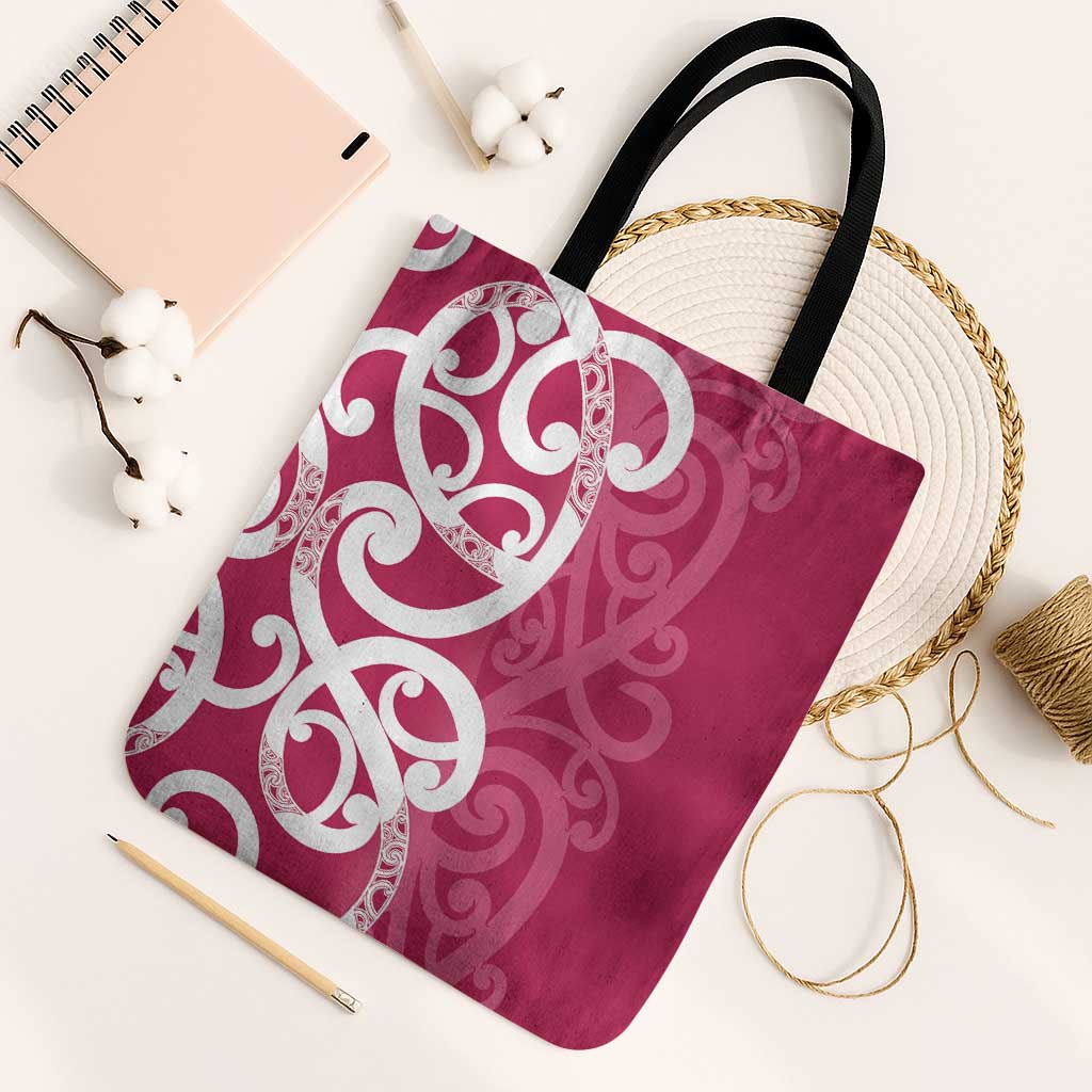 Breast Cancer Awareness Maori Tote Bag Koru Kowhaiwhai - Polynesian Pride