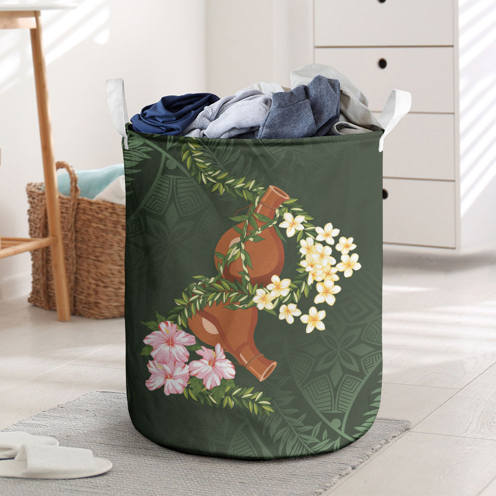 Aloha Hawaii Ipu Gourd Mix Maile Lei Laundry Basket Sage Green LT7 Sage Green - Polynesian Pride