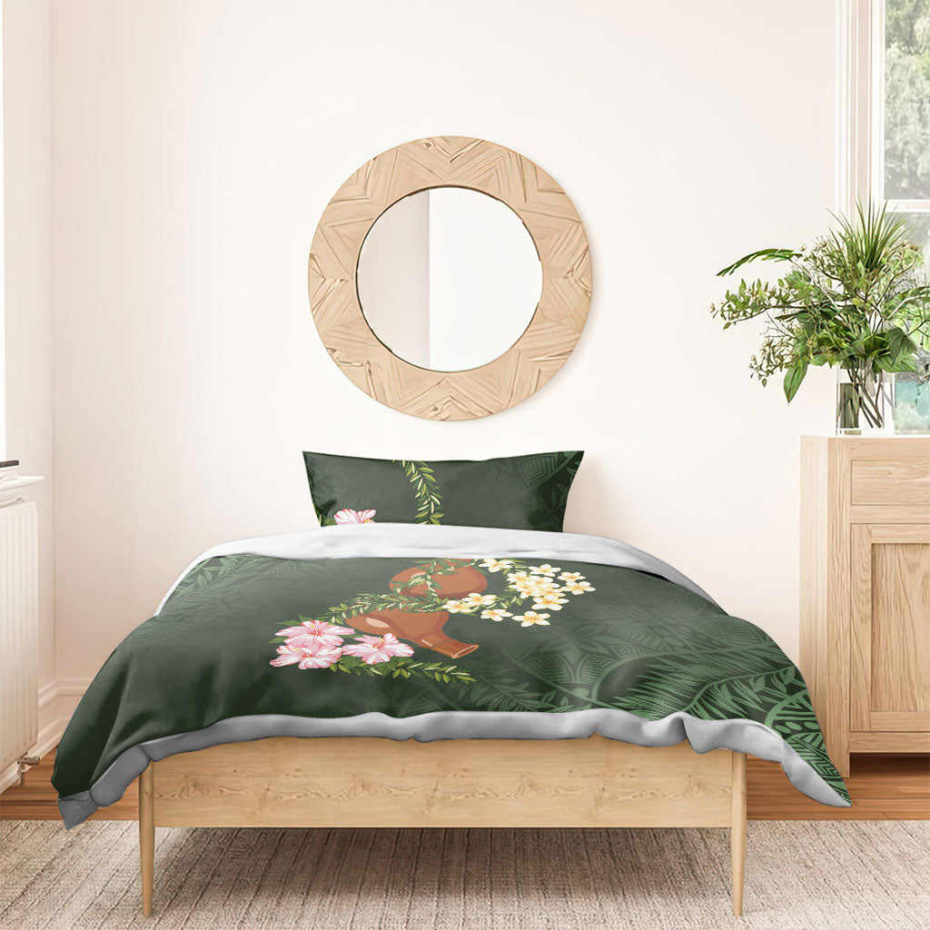 Aloha Hawaii Ipu Gourd Mix Maile Lei Bedding Set Sage Green LT7 - Polynesian Pride