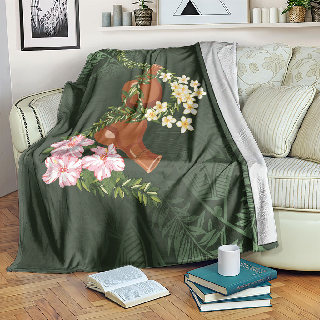 Aloha Hawaii Ipu Gourd Mix Maile Lei Blanket Sage Green LT7 Sage Green - Polynesian Pride
