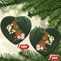 Aloha Hawaii Ipu Gourd Mix Maile Lei Ceramic Ornament Sage Green LT7 Heart Sage Green - Polynesian Pride