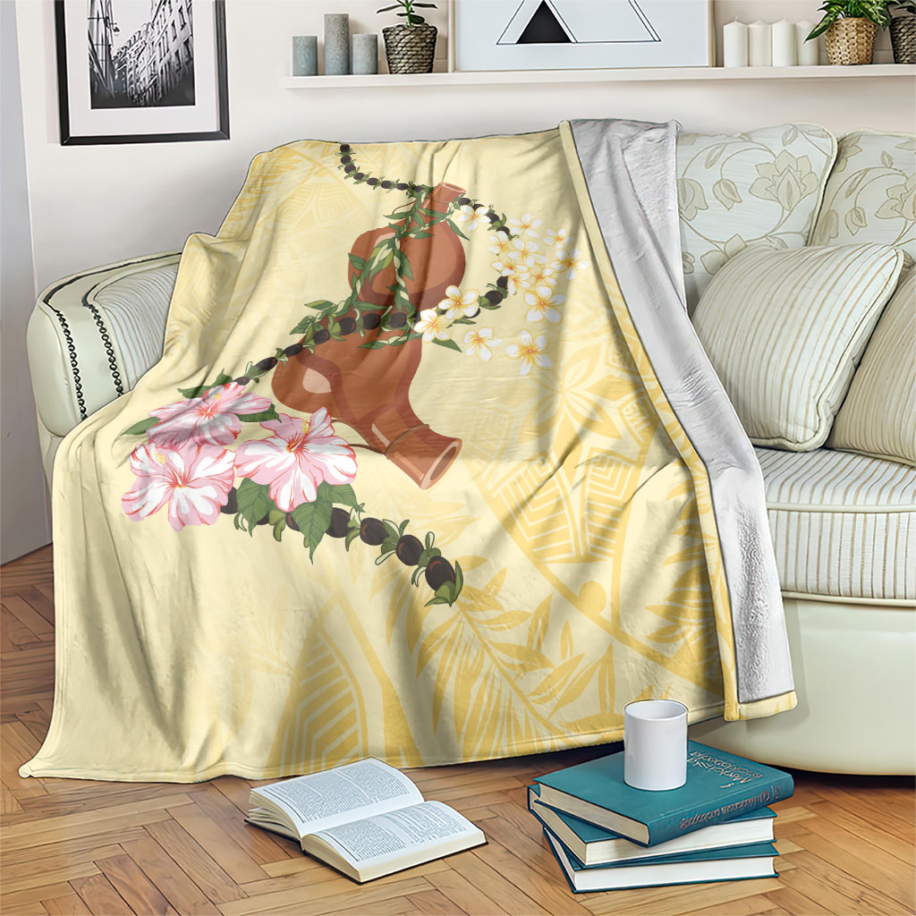 Aloha Hawaii Ipu Gourd Mix Kukui Nut Lei Blanket Lemon Yellow LT7 Lemon Yellow - Polynesian Pride