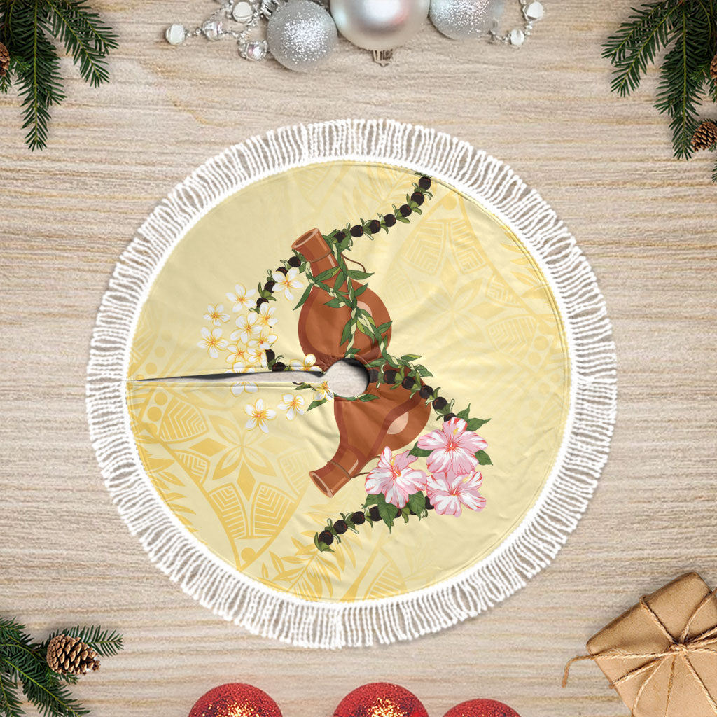 Aloha Hawaii Ipu Gourd Mix Kukui Nut Lei Tree Skirt Lemon Yellow LT7 Fringed Lemon Yellow - Polynesian Pride