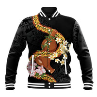 Aloha Hawaii Ipu Gourd Mix ʻĀkulikuli Lei Baseball Jacket Obsidian Black LT7 Unisex Obsidian Black - Polynesian Pride
