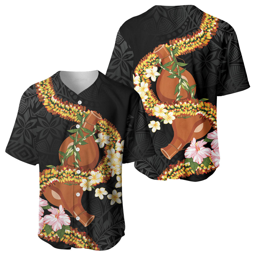 Aloha Hawaii Ipu Gourd Mix ʻĀkulikuli Lei Baseball Jersey Obsidian Black LT7 - Polynesian Pride