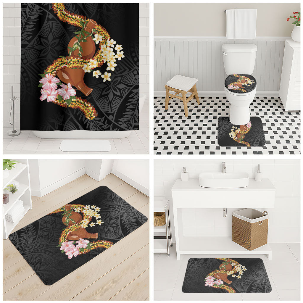 Aloha Hawaii Ipu Gourd Mix ʻĀkulikuli Lei Bathroom Set Obsidian Black LT7 - Polynesian Pride