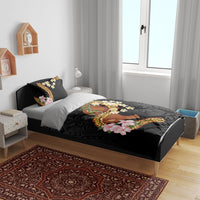 Aloha Hawaii Ipu Gourd Mix ʻĀkulikuli Lei Bedding Set Obsidian Black LT7 - Polynesian Pride