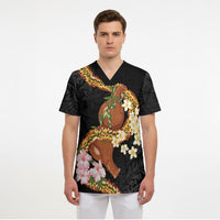 Aloha Hawaii Ipu Gourd Mix ʻĀkulikuli Lei Scrub Top Obsidian Black LT7 - Polynesian Pride
