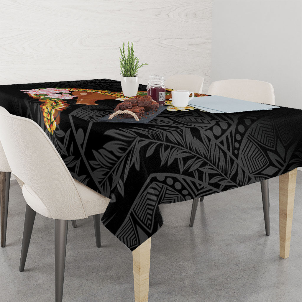 Aloha Hawaii Ipu Gourd Mix ʻĀkulikuli Lei Tablecloth Obsidian Black LT7 - Polynesian Pride