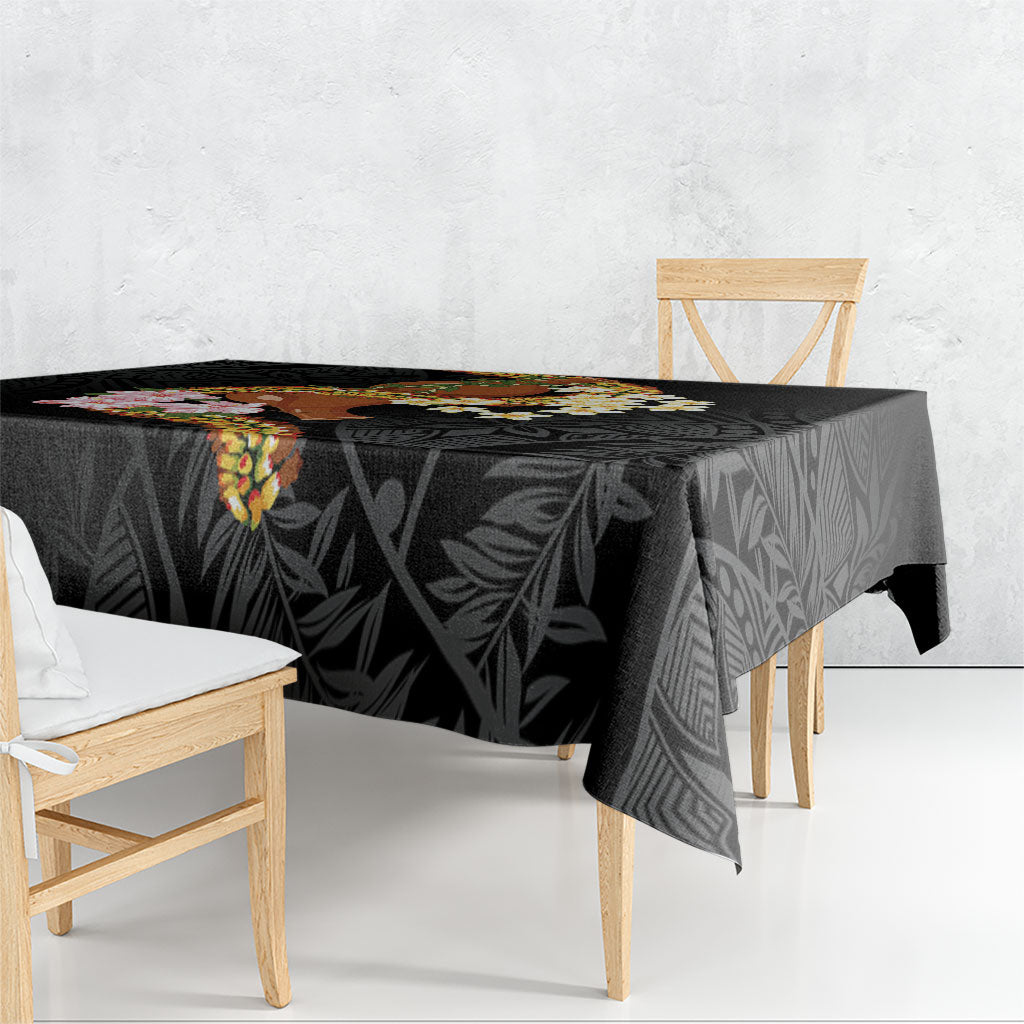 Aloha Hawaii Ipu Gourd Mix ʻĀkulikuli Lei Tablecloth Obsidian Black LT7 - Polynesian Pride