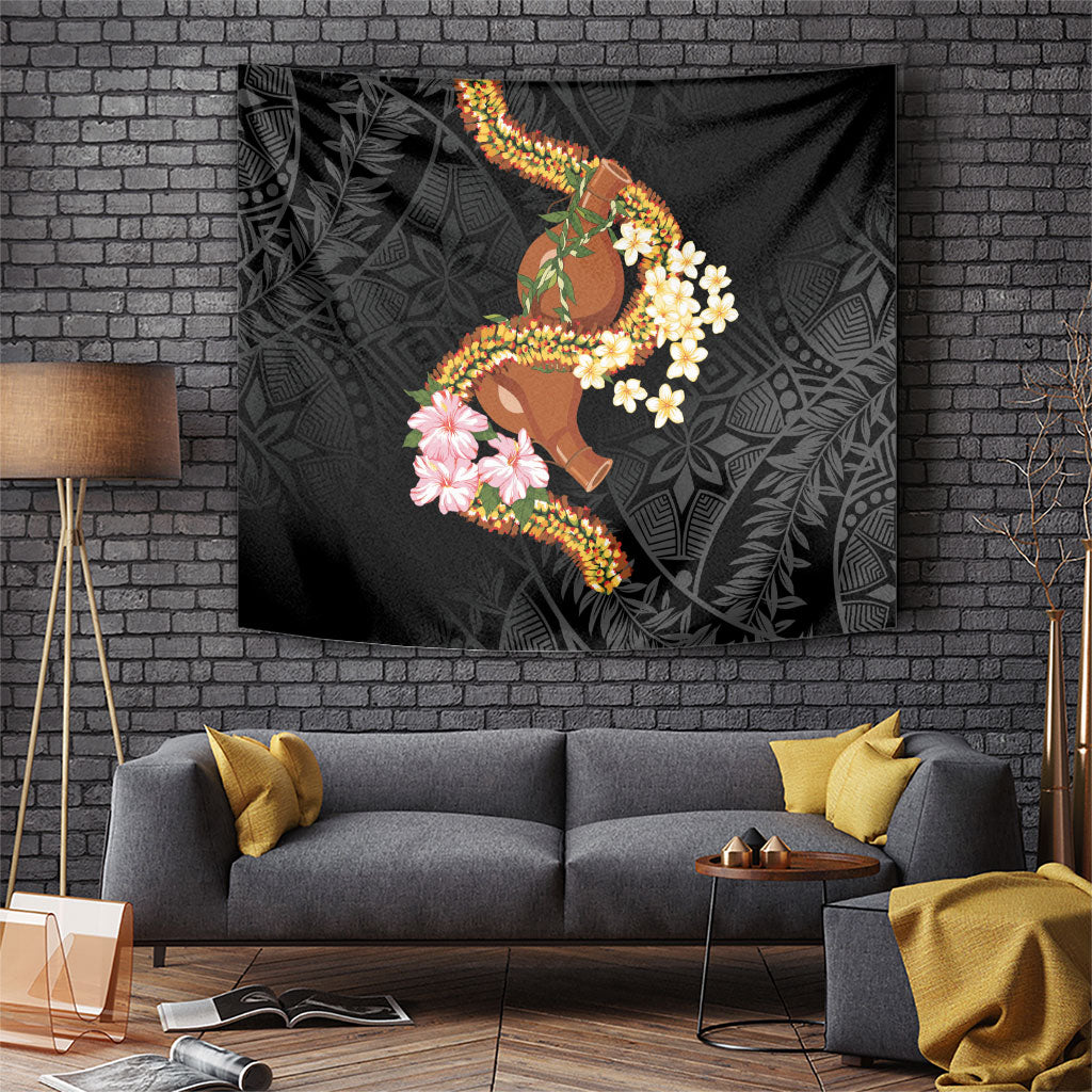 Aloha Hawaii Ipu Gourd Mix ʻĀkulikuli Lei Tapestry Obsidian Black LT7 Obsidian Black - Polynesian Pride