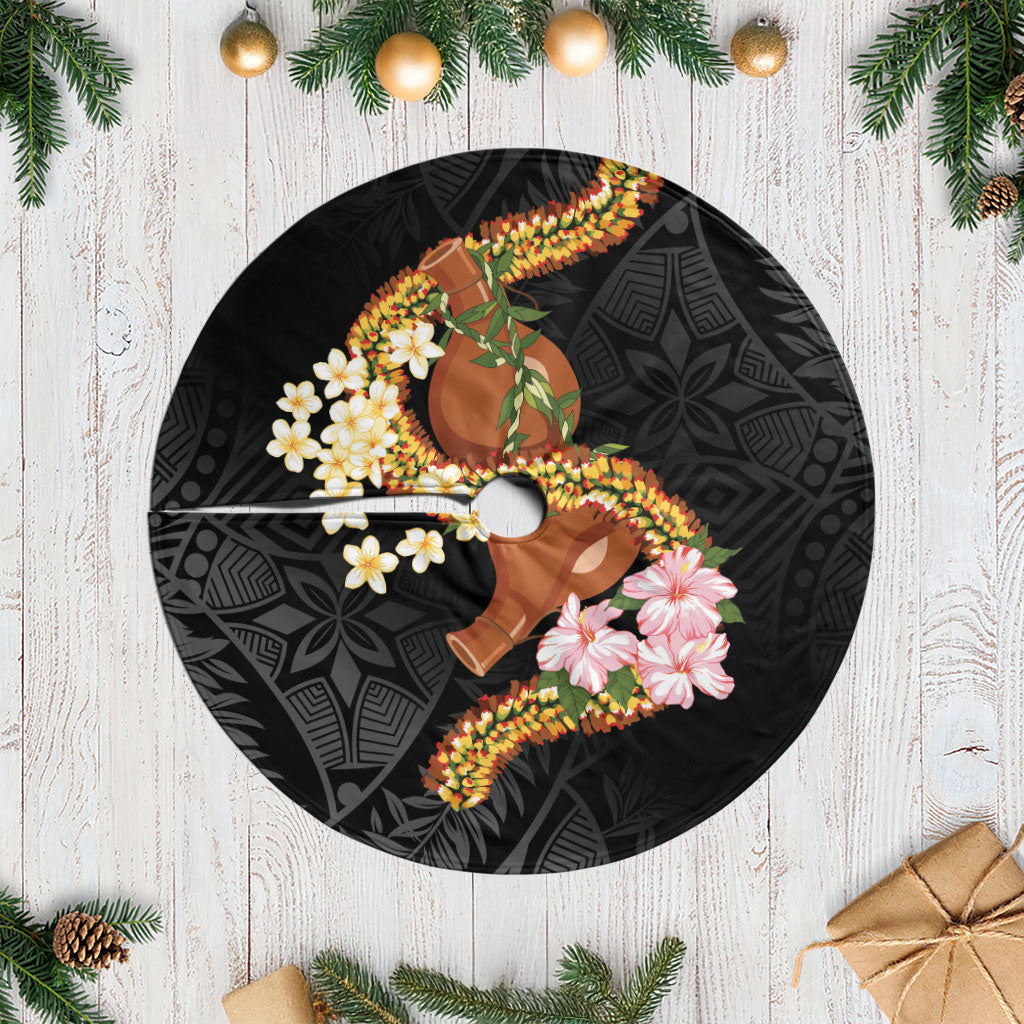 Aloha Hawaii Ipu Gourd Mix ʻĀkulikuli Lei Tree Skirt Obsidian Black LT7 Casual Obsidian Black - Polynesian Pride