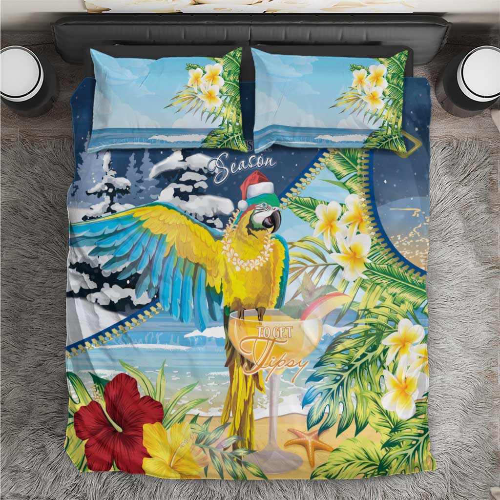 Funny Tropical Christmas Bedding Set Tis The Season To Get Tipsy