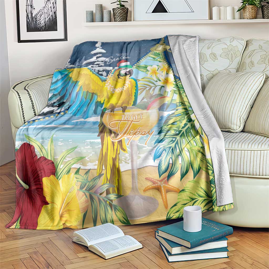 Funny Tropical Christmas Blanket Tis The Season To Get Tipsy LT7 Colorful - Polynesian Pride