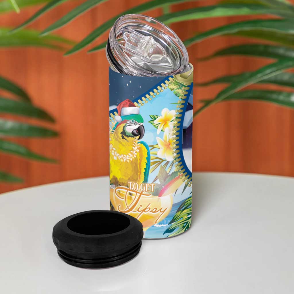 Funny Tropical Christmas 4 in 1 Can Cooler Tumbler Tis The Season To Get Tipsy