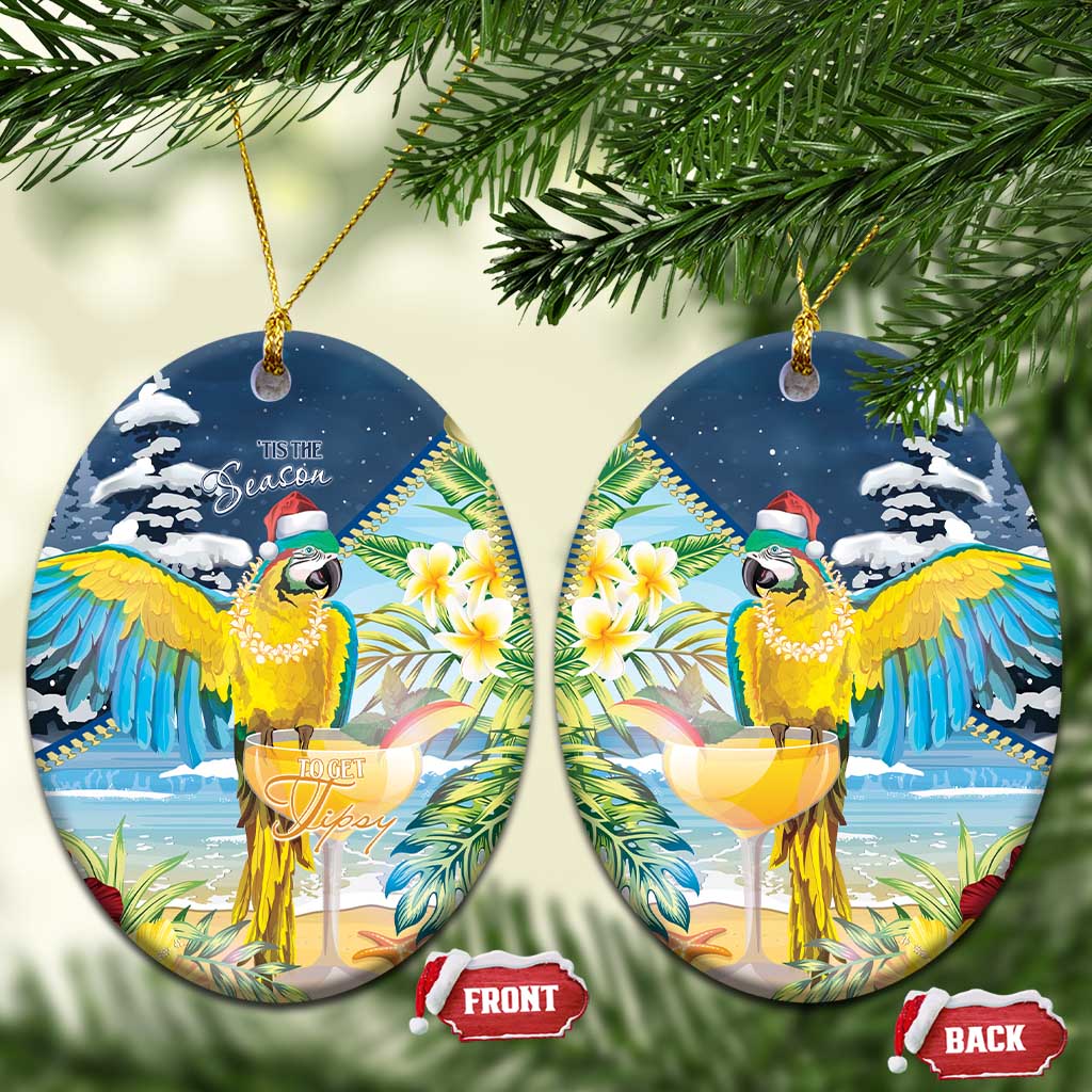 Funny Tropical Christmas Ceramic Ornament Tis The Season To Get Tipsy LT7 Oval Colorful - Polynesian Pride