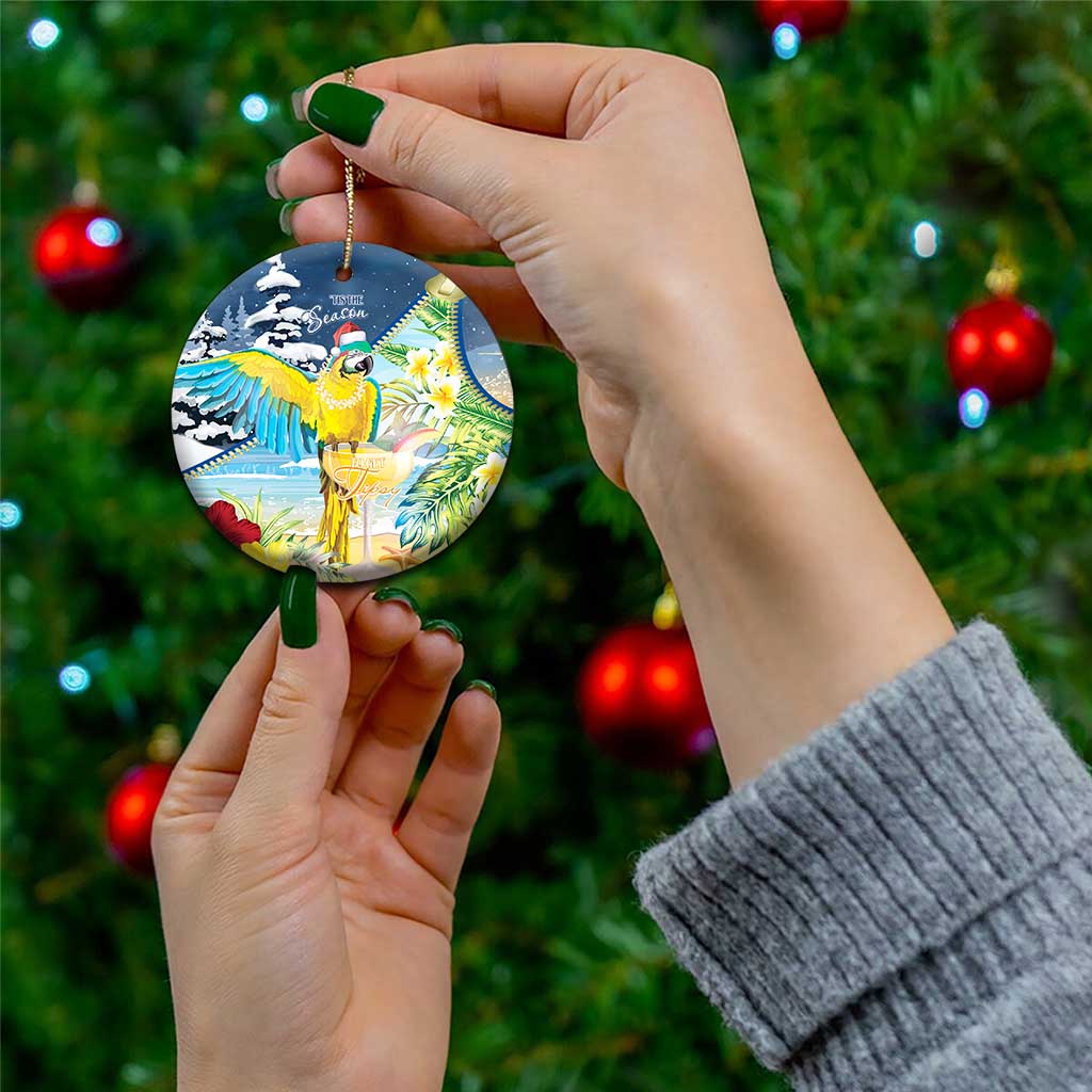 Funny Tropical Christmas Ceramic Ornament Tis The Season To Get Tipsy LT7 - Polynesian Pride