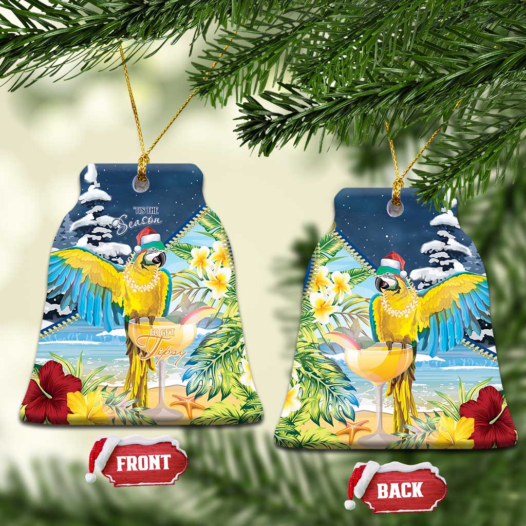 Funny Tropical Christmas Ceramic Ornament Tis The Season To Get Tipsy LT7 Bell Flake Colorful - Polynesian Pride