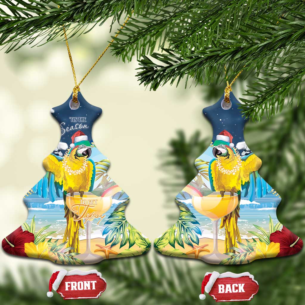 Funny Tropical Christmas Ceramic Ornament Tis The Season To Get Tipsy LT7 Christmas Tree Colorful - Polynesian Pride