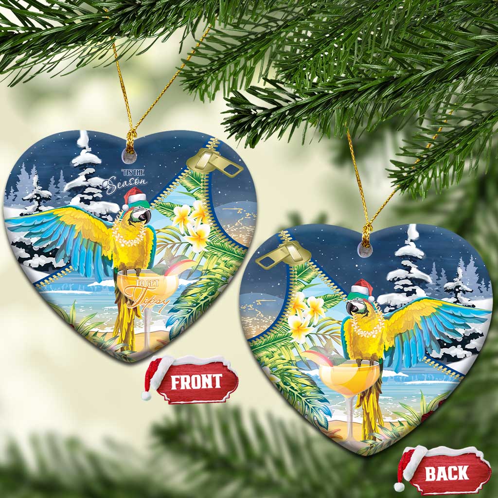 Funny Tropical Christmas Ceramic Ornament Tis The Season To Get Tipsy LT7 Heart Colorful - Polynesian Pride