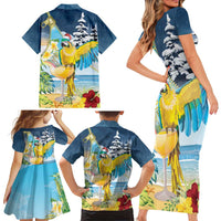 Funny Tropical Christmas Family Matching Short Sleeve Bodycon Dress and Hawaiian Shirt Tis The Season To Get Tipsy