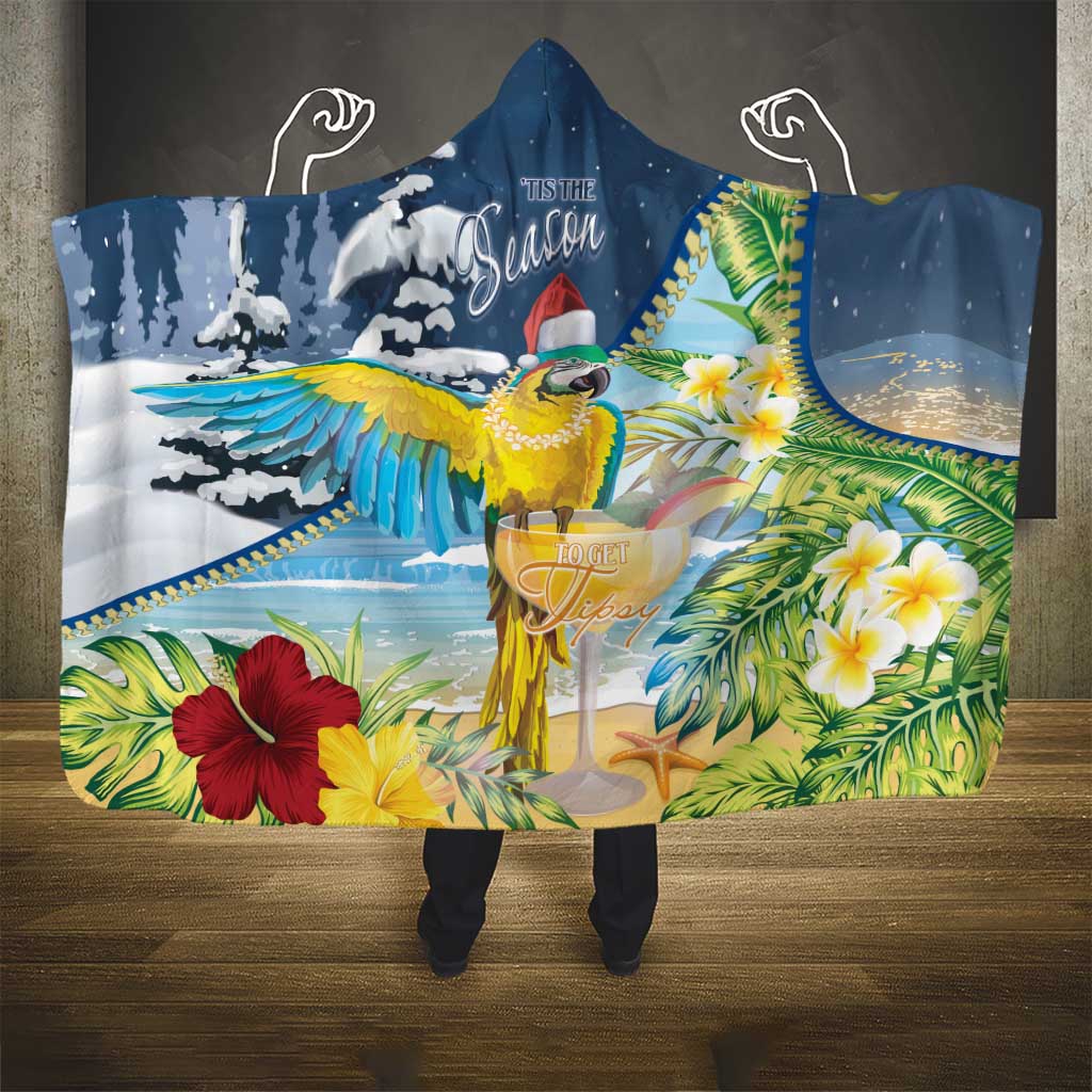 Funny Tropical Christmas Hooded Blanket Tis The Season To Get Tipsy LT7 - Polynesian Pride