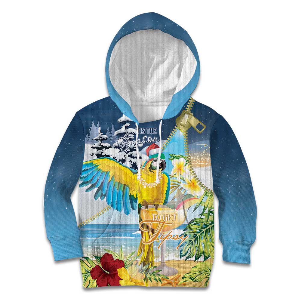 Funny Tropical Christmas Kid Hoodie Tis The Season To Get Tipsy