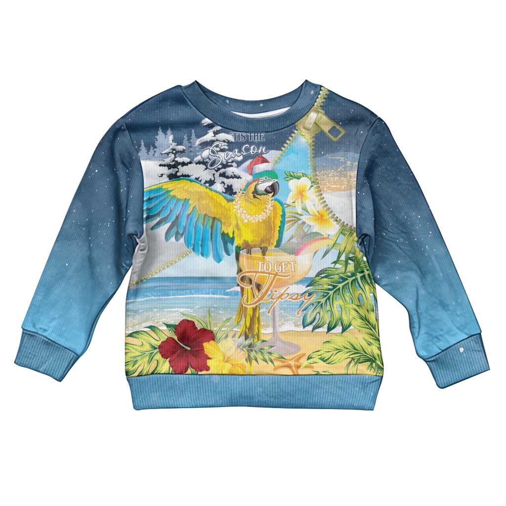 Funny Tropical Christmas Kid Ugly Christmas Sweater Tis The Season To Get Tipsy