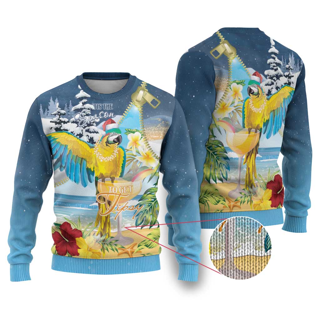 Funny Tropical Christmas Ugly Christmas Sweater Tis The Season To Get Tipsy