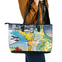 Funny Tropical Christmas Leather Tote Bag Tis The Season To Get Tipsy LT7 - Polynesian Pride