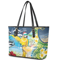 Funny Tropical Christmas Leather Tote Bag Tis The Season To Get Tipsy LT7 - Polynesian Pride