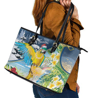 Funny Tropical Christmas Leather Tote Bag Tis The Season To Get Tipsy LT7 - Polynesian Pride
