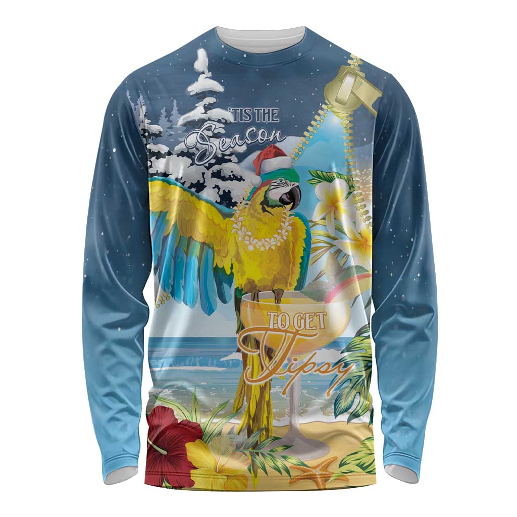 Funny Tropical Christmas Long Sleeve Shirt Tis The Season To Get Tipsy