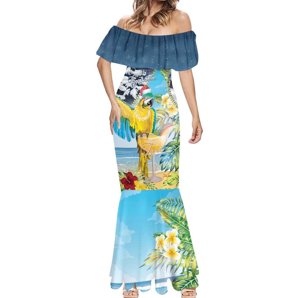 Funny Tropical Christmas Mermaid Dress Tis The Season To Get Tipsy