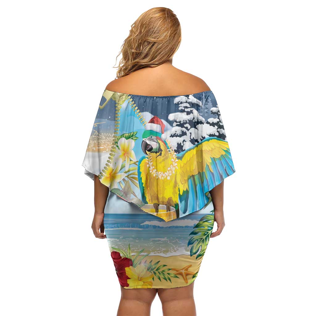 Funny Tropical Christmas Off Shoulder Short Dress Tis The Season To Get Tipsy LT7 - Polynesian Pride
