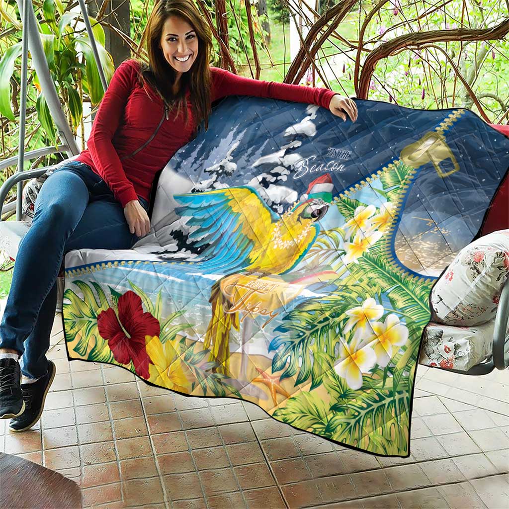 Funny Tropical Christmas Quilt Tis The Season To Get Tipsy
