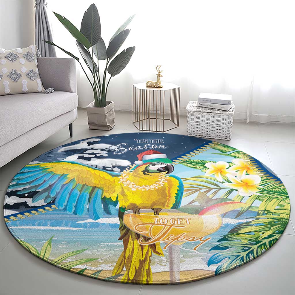 Funny Tropical Christmas Round Carpet Tis The Season To Get Tipsy