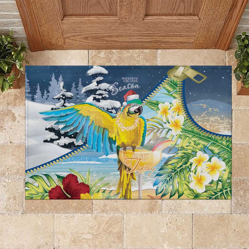 Funny Tropical Christmas Rubber Doormat Tis The Season To Get Tipsy