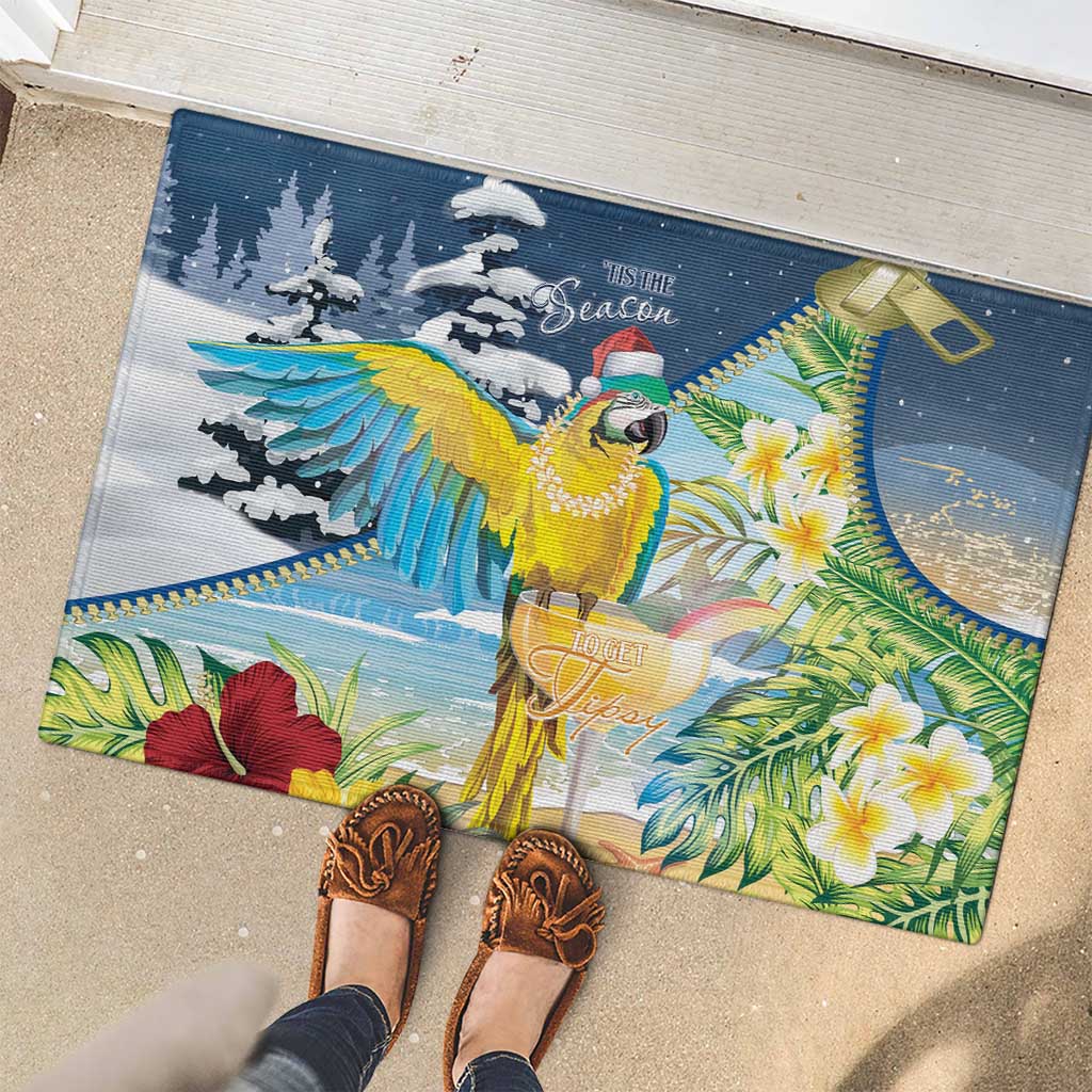 Funny Tropical Christmas Rubber Doormat Tis The Season To Get Tipsy LT7 - Polynesian Pride