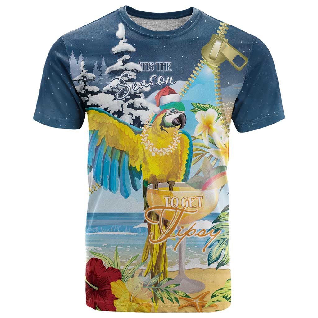 Funny Tropical Christmas T Shirt Tis The Season To Get Tipsy LT7 Colorful - Polynesian Pride