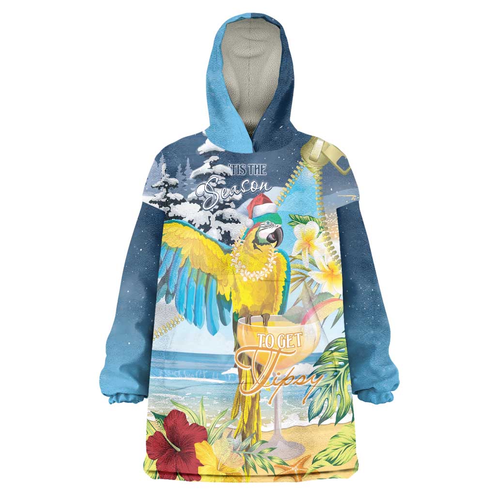 Funny Tropical Christmas Wearable Blanket Hoodie Tis The Season To Get Tipsy LT7 One Size Colorful - Polynesian Pride